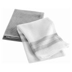 Lot de 2 torchons en coton 'djeuner' 50x70cm gris