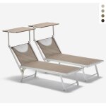 2 transats de plage bains de soleil en aluminium santorini limited edition - cappuccino - beige santorini ...