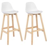 Woltu - lot de 2 tabouret de bar pieds en bois, tabouret de cuisine, si�ge en similicuir, blanc