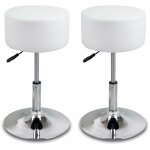 Woltu - lot de 2 tabouret de bar sans dossier, sige en similicuir, hauteur rglable, blanc