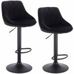Woltu - lot de 2 tabouret de bar si�ge en velours, tabourets de cuisine hauteur r�glable pieds en m�tal, ...