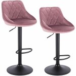 Woltu - lot de 2 tabourets de bar sige bien rembourr en velours hauteur rglable pieds en mtal, rose ...