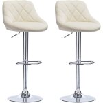 Woltu - 2 x tabouret de bar en similicuir, tabouret pour bar - bistro avec repose - pied, sige hauteur ...