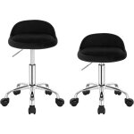 Woltu - 2 x tabouret de bureau avec dossier, chaise d'ordinateur � roulettes, r�glable en hauteur 43 ...