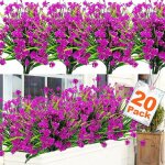 20 bundles ext�rieure artificielle faux fleurs arbustes r�sistants aux uv plantes, faux plastique verdure ...