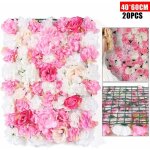 20 pi�ces 60 x 40cm panneau floral mural, papier peint mur de fleurs artificielles roses pour mariages ...