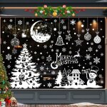 202 pcs no�l autocollants fenetre, 9 feuilles stickers noel fenetre, �lectrostatiques pvc decoration ...
