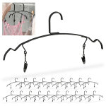 20x cintre pince, dessous & lingerie, avec 2 clips, multifonctionnel, mtal, 33 cm de large, noir