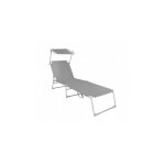 Mediawave store - 2309p transat pliant avec dossier réglable et parasol couleur: gris Mediawave store - 2309p transat pliant avec dossier réglable et parasol couleur: gris
