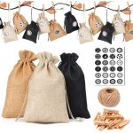 24 calendrier de l'avent - sac en tissu, 24 numrique autocollants, diy nol cadeaux sacs , pendentifs ...