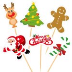 24 pi�ces de no�l cupcake toppers picks joyeux no�l drap cure - dents pour d�corations de g�teau de no�l ...