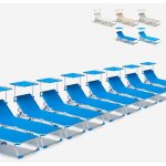 24 transats pour piscine bains de soleil pliants avec pare - soleil california - bleu