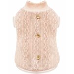 25 cm: pull avec manches cteles doubles en polaire rose modle tresser pour chiens