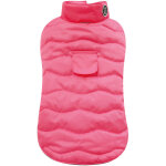 25 cm: veste matelasse impermable avec doublure en polaire rose fluo eco leaves pour chiens