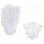 Lot de 25 verrines carrées en plastique réutilisable 'mini apéritif' 6cl transparent Lot de 25 verrines carrées en plastique réutilisable 'mini apéritif' 6cl transparent