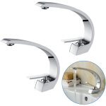 2pcs auralum design robinet de lavabo cascade mitigeur en laiton chrom� pour salle de bain