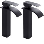 2pcs cecipa noir robinet cascade avec haut bec mitigeur lavabo haut mono - trou robinetterie lave - mains ...