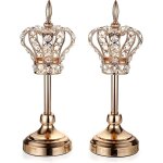 2pcs chandelier en m�tal bougeoir couronne support de bougie d�coration pour maison, mariage (dor�)