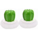 2pcs pinceaux de cuisine en forme de cactus cr�atifs, cactus pot fil �ponge boule plat brosse de lavage ...