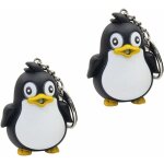 2pcs pingouin porte - cls clairage led avec son pendentif sac  main charme cadeau (noir)