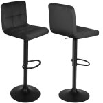 2pcs tabouret de bar en velours et m�tal. chaise de comptoir r�glable en hauteur et rotatif. noir tabouret ...
