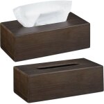 2x bo�tes � mouchoirs, distributeur de lingettes salle de bains, cuisine, bois bambou, hlp 7, 5x24x12cm, ...