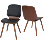 Décoshop26 - 2x chaises de salle à manger en bois courbé design rétro noyer synthétique noir 040000216 ... Décoshop26 - 2x chaises de salle à manger en bois courbé design rétro noyer synthétique noir 040000216 ...