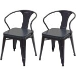 D�coshop26 - 2x chaises de salle � manger cuisine en synth�tique et m�tal style industrielle gris noir ...