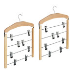 2x cintres multiple en bois pour robes pantalons antidrapant hxlxp: 45, 5 x 39 x 2, 5 cm, nature / argent ...