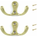 2x crochet double en mtal finition dore laiton vieilli avec vis mural cuisine salle de bain porte manteau ...