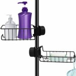 2x �tag�re douche sans percage inox, noir �tag�re salle de bain t�lescopique inoxydable, tablette support ...