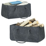 2x paniers � b�ches, feutre, 2 poign�es, pliable, porte - revues, hxlxp : 25x25x50 cm, cabas bois de ...