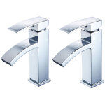 2x robinet de salle de bains mitigeur lavabo robinet d'evier cascade chrome contemporain monocommande ...