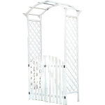 Mucola - 2x rose vo�te, pergola, treillis, porte jardin en bois blanc, porte pergola