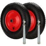 Tolletour 2x roue de brouette pneumatique avec axe roue de rechange 390mm chariot de jardin charrette ...