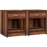 2x table de chevet 35x40x50 cm table de nuit avec un tiroir meuble de rangement chambre brun aspect merano ...