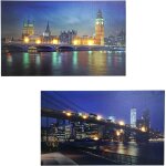 Mendler - 2x tableau led image avec illumination, toile mural 60x40cm, ponts