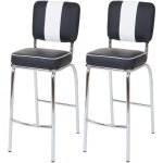Hhg - 2x tabouret de bar avellino, chaise de comptoir, design r�tro des ann�es 50, similicuir, noir / ...