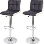 Hhg - 2x tabouret de bar 232, chaise bar / comptoir, rglable en hauteur, similicuir noir - blanc, pied ...