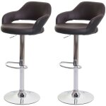 Hhg - jamais utilis] 2x tabouret de bar 261, tabouret pivotant, avec dossier simili cuir, brun - noir ...