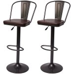 Hhg - 2x tabouret de bar 441a, rglable en hauteur, pivotant, design industriel, vintage noir - marron ...