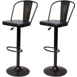 2x tabourets de bar en synthtique gris et mtal noir style industrielle hauteur rglable tdb04054