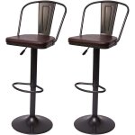 Décoshop26 - 2x tabourets de bar en synthétique marron et métal noir style industrielle hauteur réglable ... Décoshop26 - 2x tabourets de bar en synthétique marron et métal noir style industrielle hauteur réglable ...