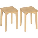 Woltu ? tabouret en h�tre massif 2x ? si�ge carr� empilable 44, 5 cm ? capacit� 120 kg ? coussinets antid�rapa ...