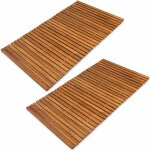 2x tapis de bain en bois tapis de sol antidrapant en bois d'acacia caillebotis salle de bain 76x50cm ...