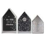 Lot de 3 bo�tes gigognes 'maison gar�on' 32cm gris