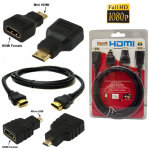 3 in 1 cavo hdmi full hd 1080p 1. 5 m + mini hdmi et micro hdmi dorati