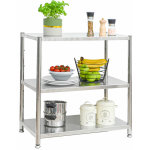 3 niveaux tagre en acier inox - jusqu' 120kg - 74x41x77 rangement mtallique