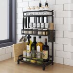 Yongqing - 3 niveaux Étagère meuble rangement cuisine rack de finition de cuisine 34×21×61cm noir Yongqing - 3 niveaux Étagère meuble rangement cuisine rack de finition de cuisine 34×21×61cm noir