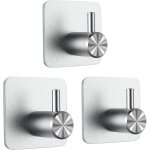 3 pi�ces crochet adh�sif 3m, crochet mural de salle de bains, sans per�age porte serviette, acier inox ...